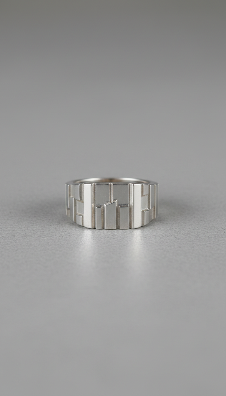 Platinum Architectural Signet Ring