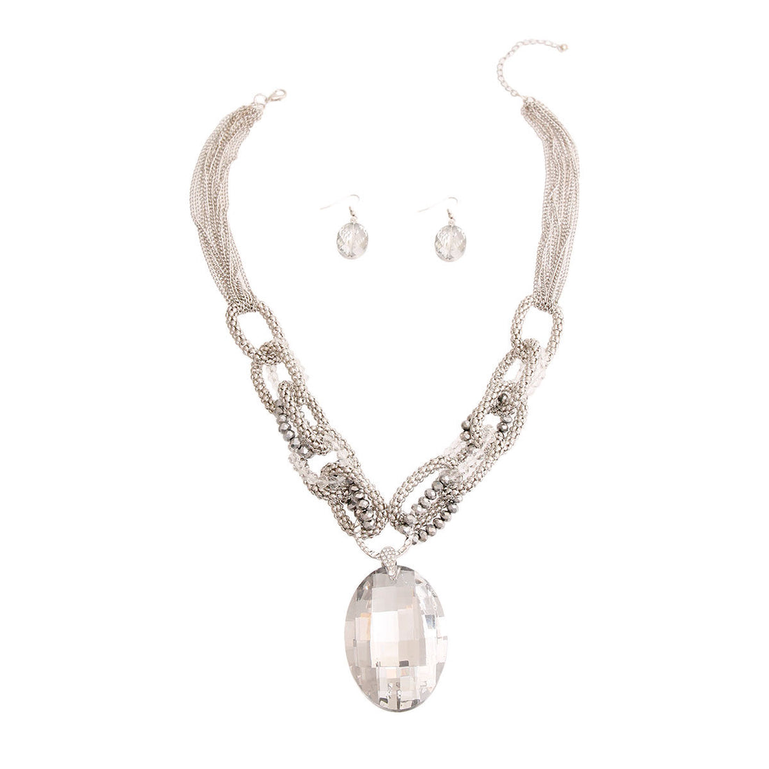 Clear Oval Crystal Chain Set