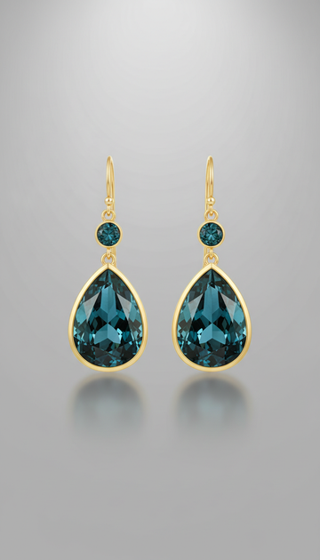 Midnight Teal Sapphire Drop Earrings