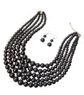 Midnight Black 5 Strand Graduated Pearl Necklace