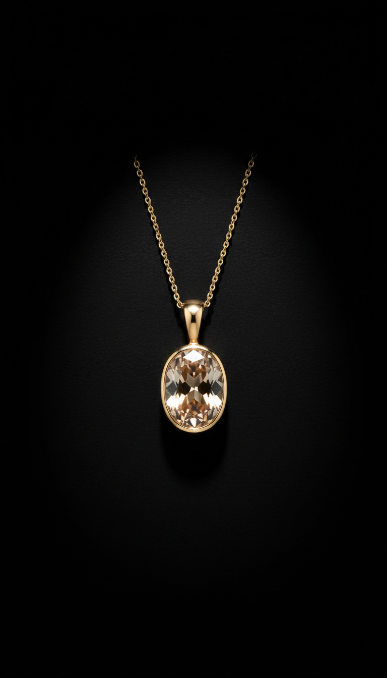 Champagne-Hued Gemstone Pendant Necklace