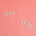 Silver SEXY Rhinestone Hoops