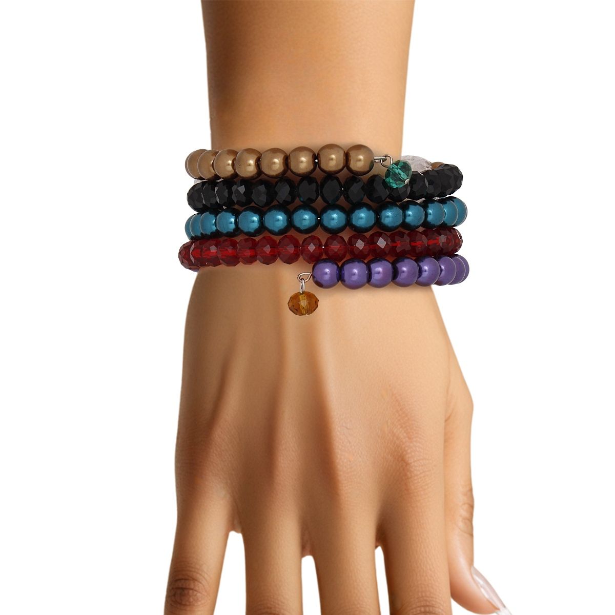 Coiled Multicolor Pearl Glass Bead Wrap Bracelet