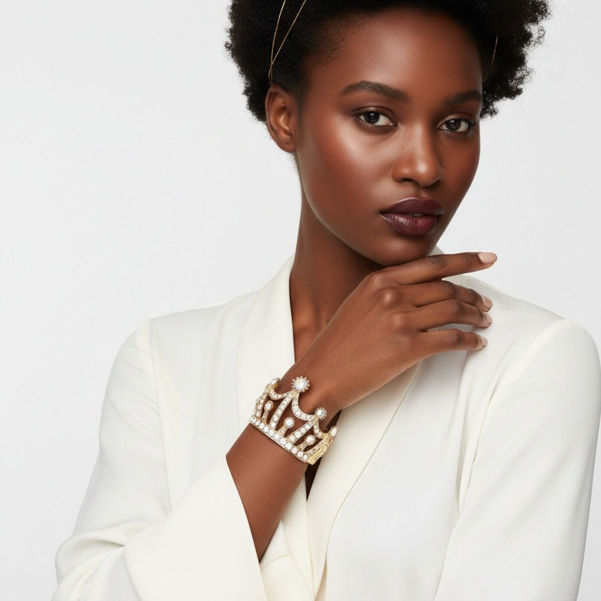 Cuff Royalty Gold Crown Luxe Crystal Bracelet