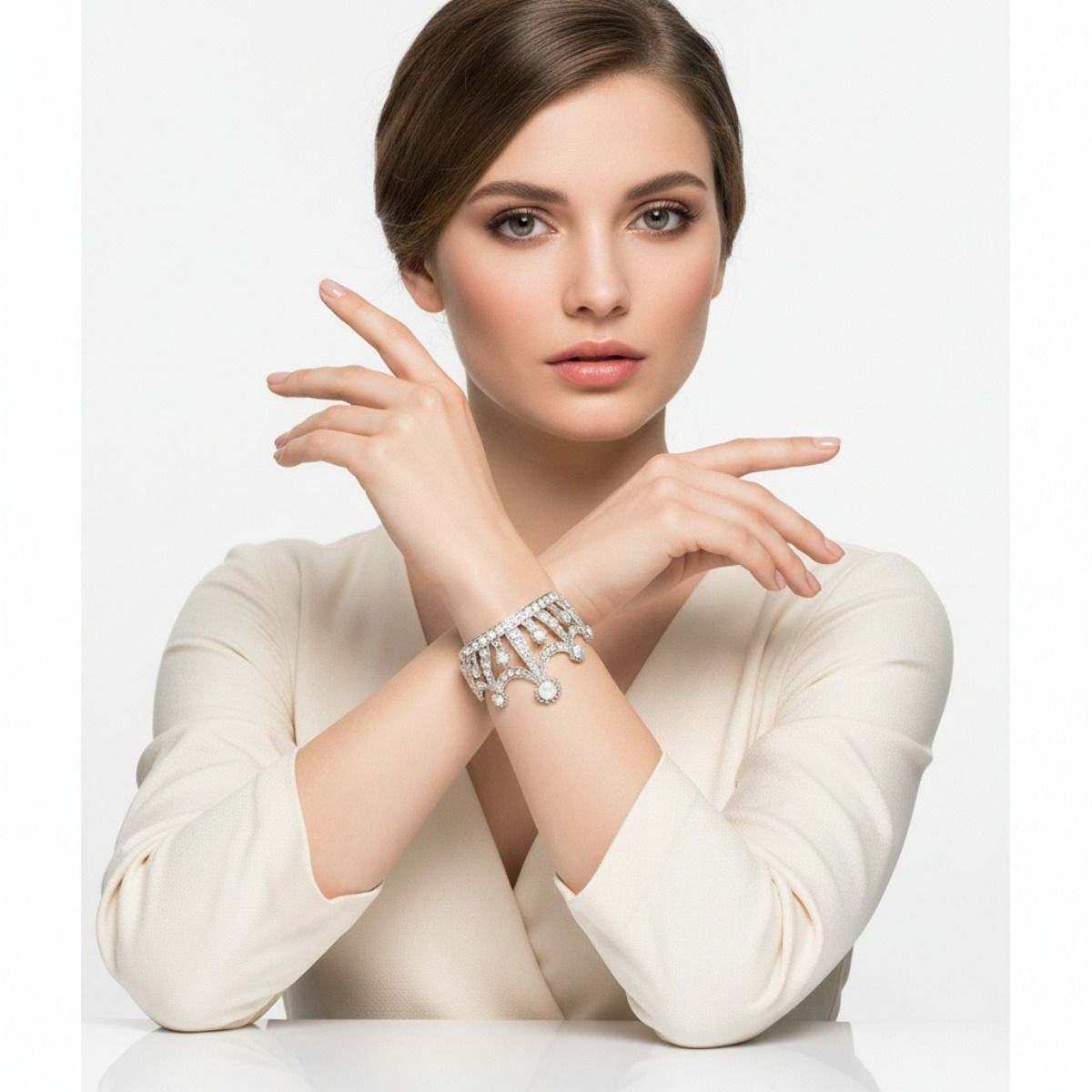 Cuff Royalty Silver Crown Luxe Crystal Bracelet