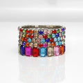 Tennis Bracelets Multicolor Crystal Silver Set
