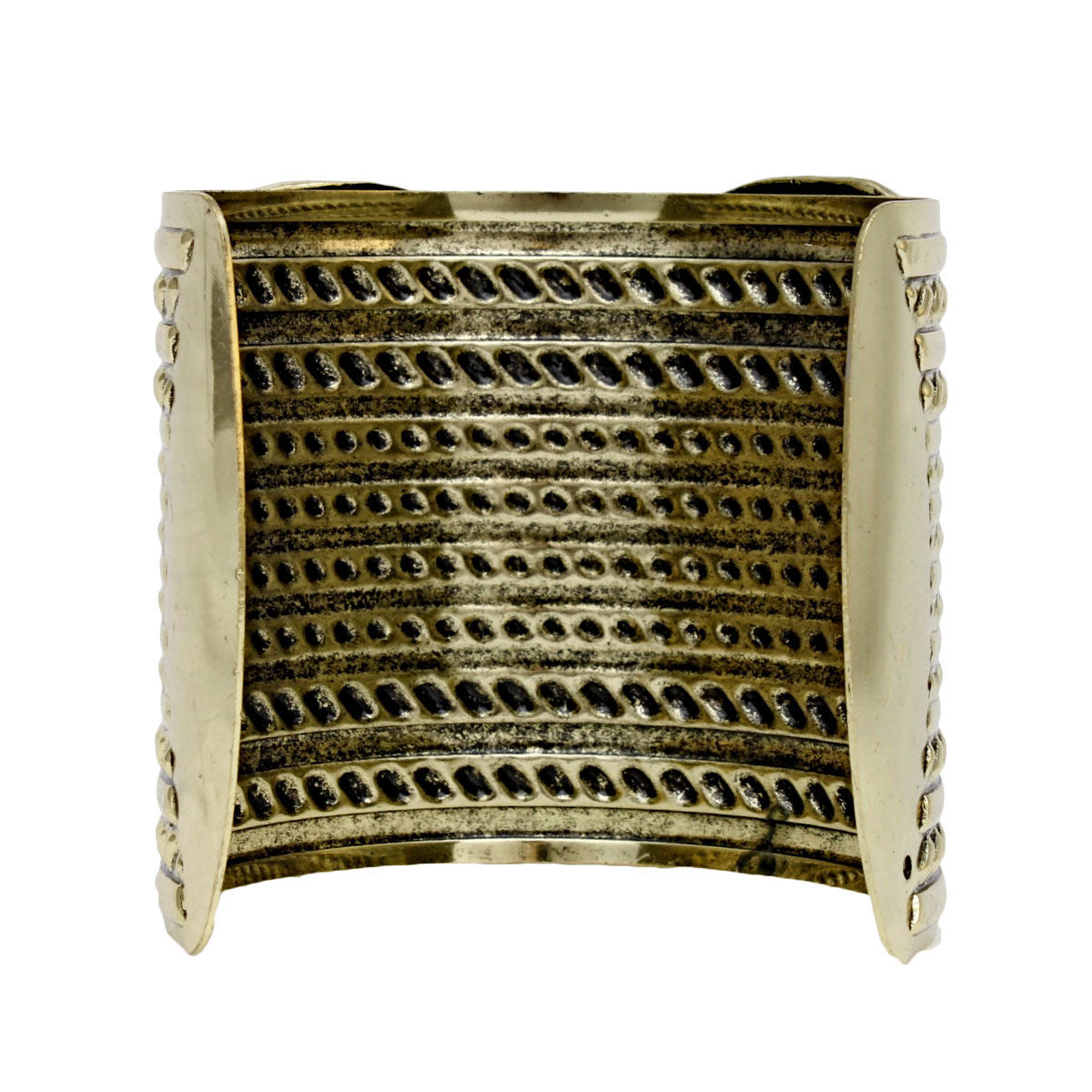 Cuff Burnished Gold Rope Elephant Tribal Bracelet