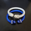 ZPB 2Pcs Blue White Thick Cable Classic Bangles