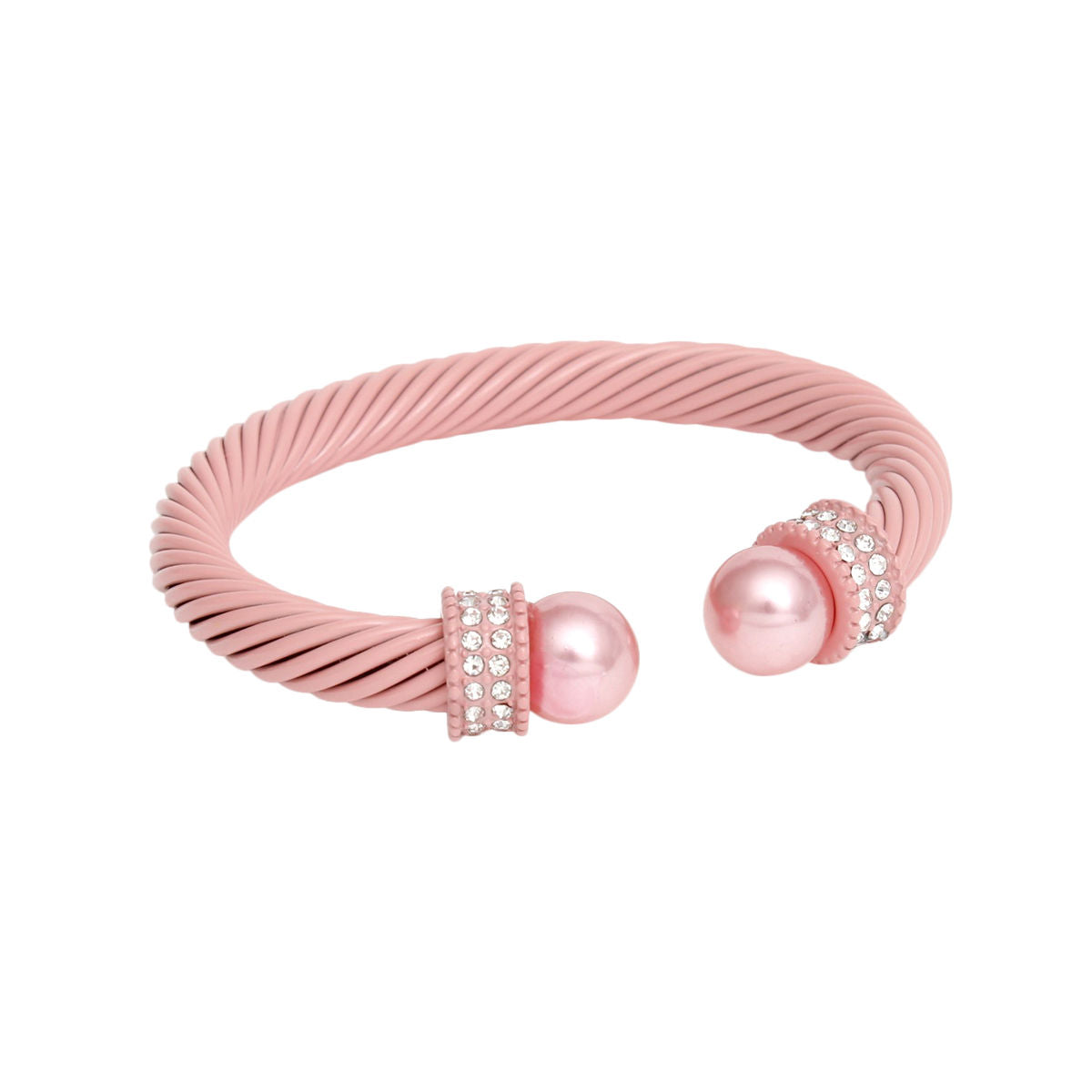 Thick Pink Cable Classic Bangle Bracelet