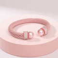 Thick Pink Cable Classic Bangle Bracelet