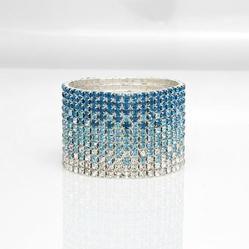 Bangle Blue Ombre Rhinestone 12 Row Bracelet