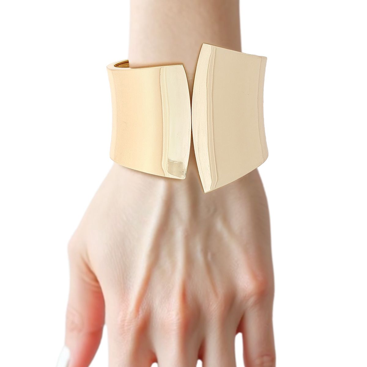 Cuff Gold Metal Pointed Geometric Hinge Bracelet