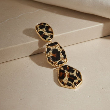 Dangle Leopard Print Organic Drop Earrings