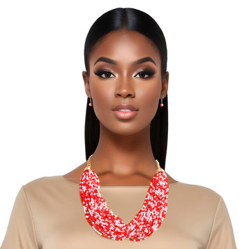 DST 34 Strand Red Bead Set|22 + 2.5 inches