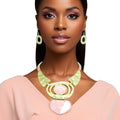AKA Collar Gold with Pink Green Marbled Bib Set