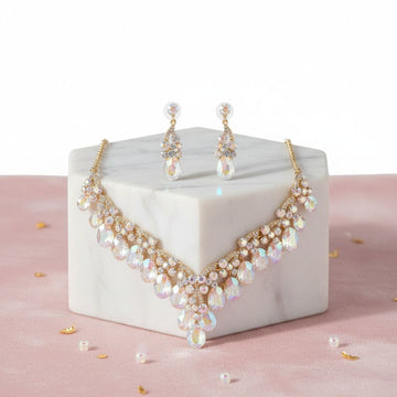 Collar Dramatic Gold Oval Aurbo Crystal Necklace