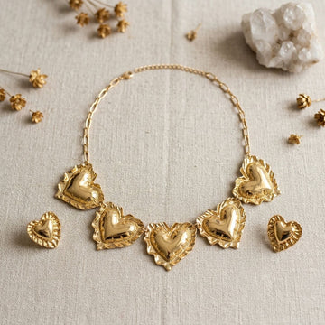 Collar Gold Heart Mylar Balloon Link Necklace