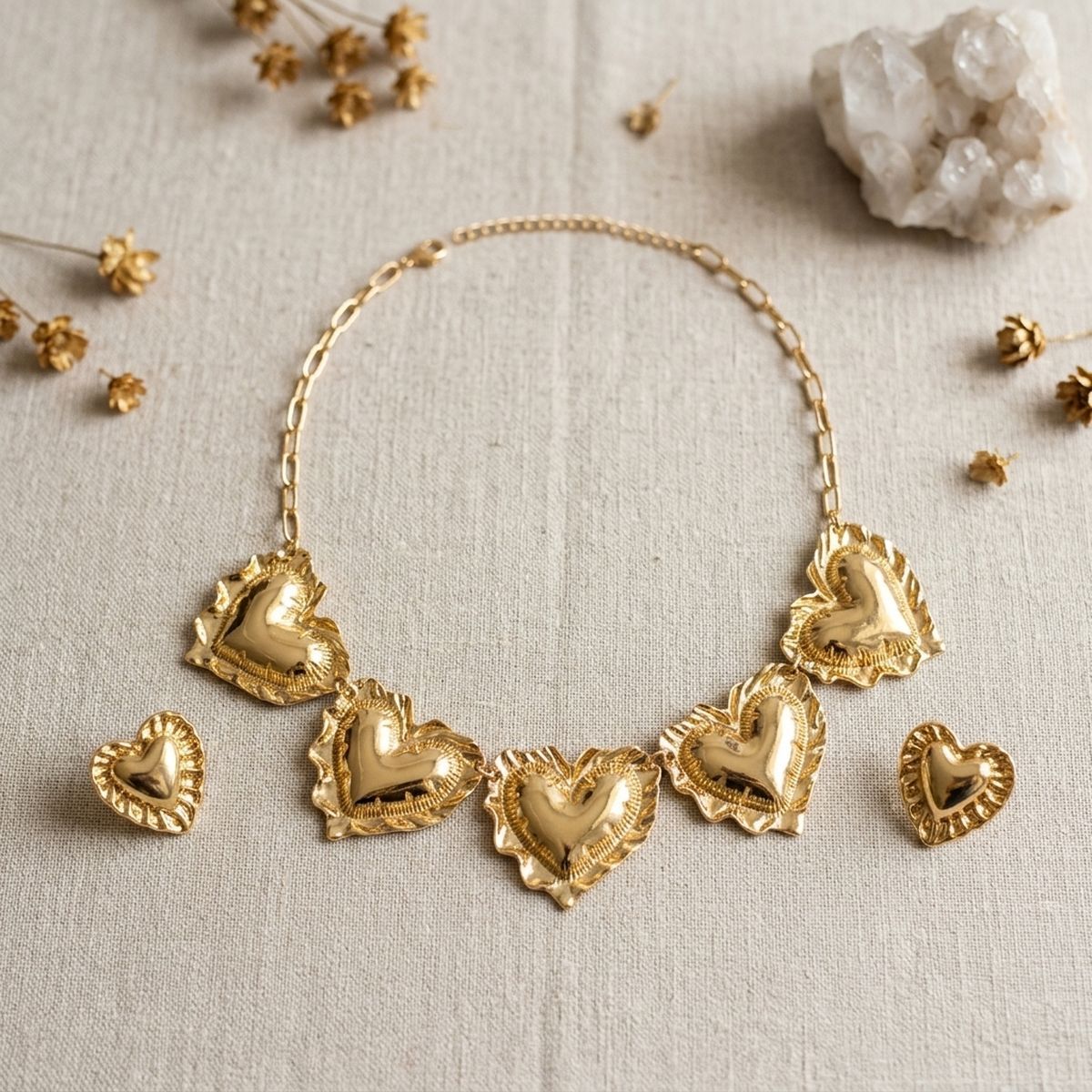 Collar Gold Heart Mylar Balloon Link Necklace