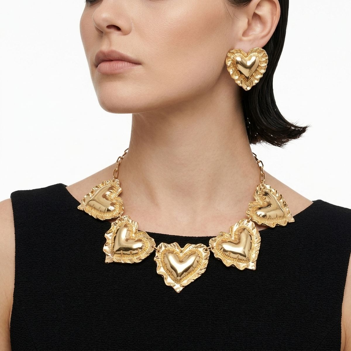 Collar Gold Heart Mylar Balloon Link Necklace