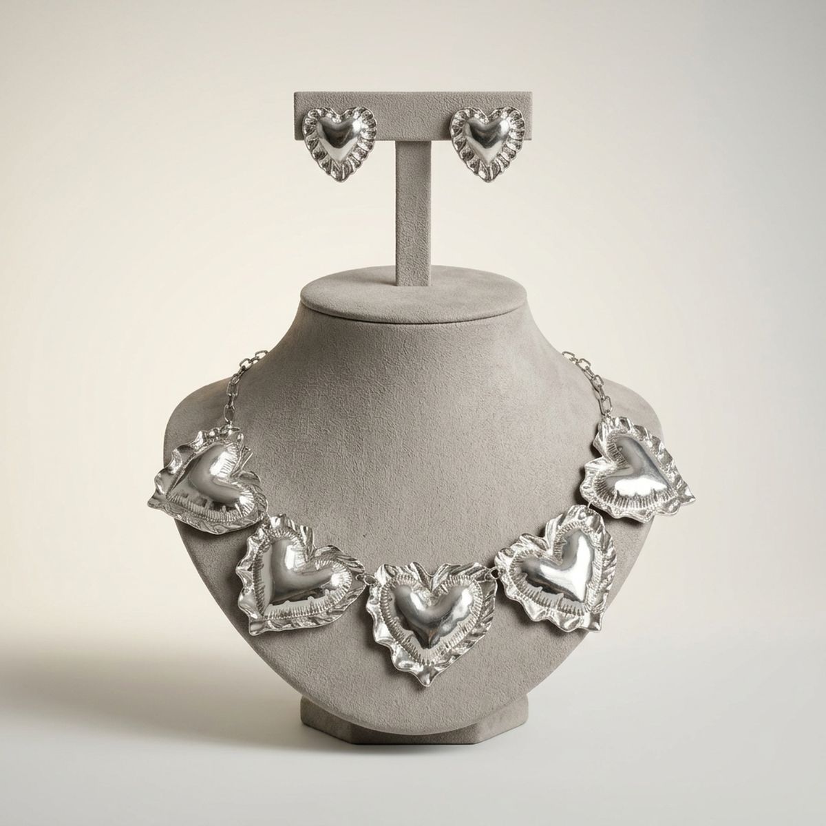 Collar Silver Heart Mylar Balloon Link Necklace