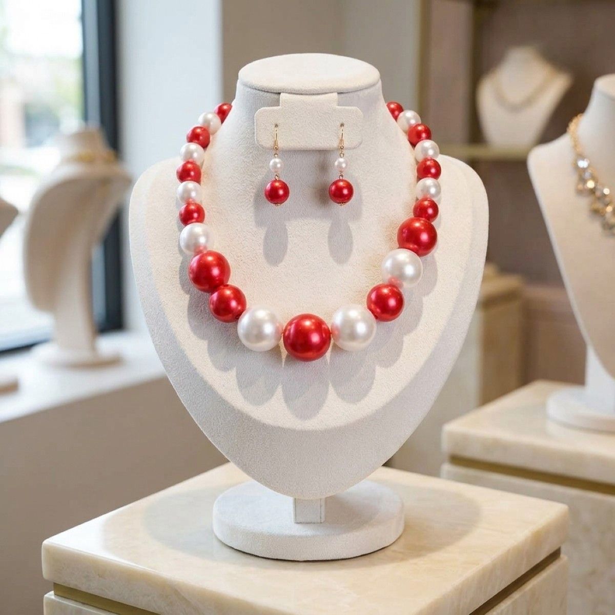 Red and White Jumbo Bubble Gum Pearls