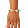 AKA Pink Green Thick Cable Classic Silver Bangle