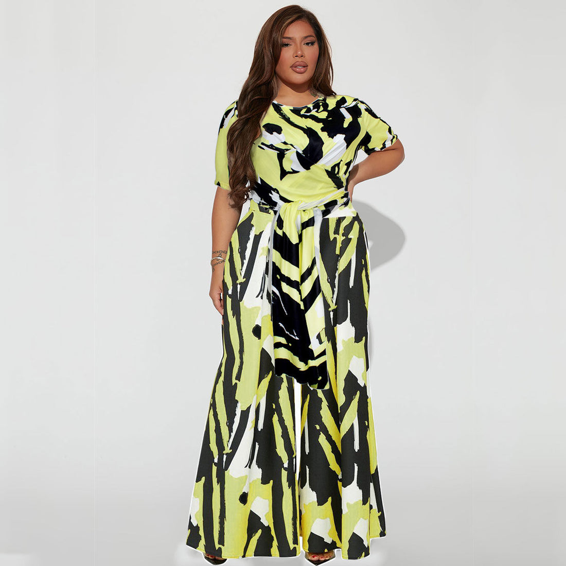 4XL Yellow Black Outfit Set