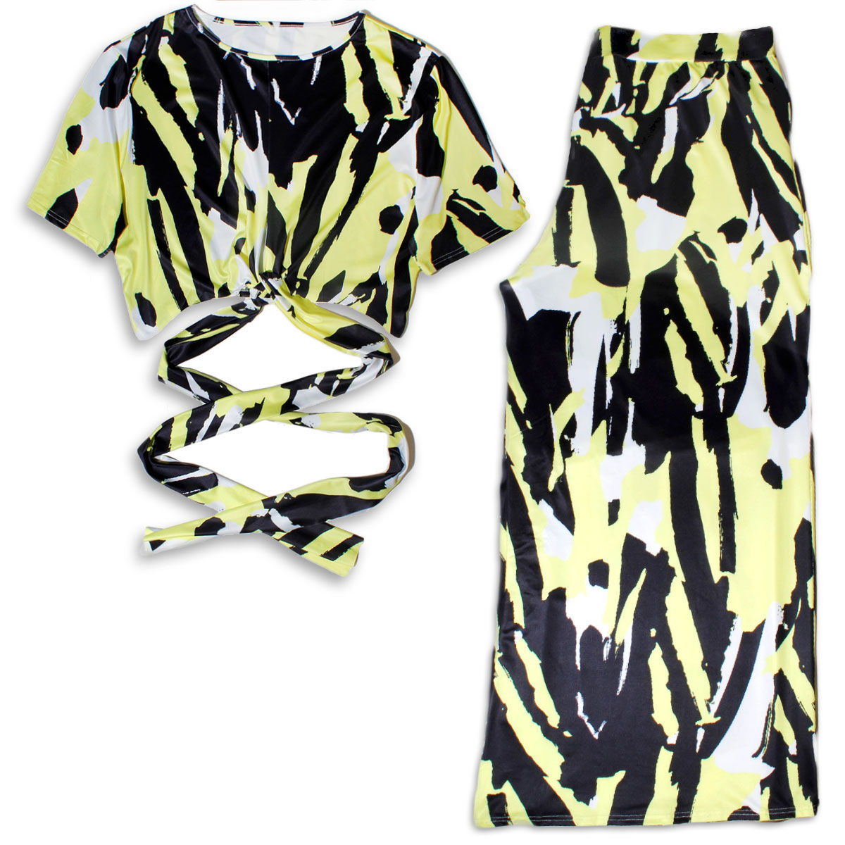 4XL Yellow Black Outfit Set
