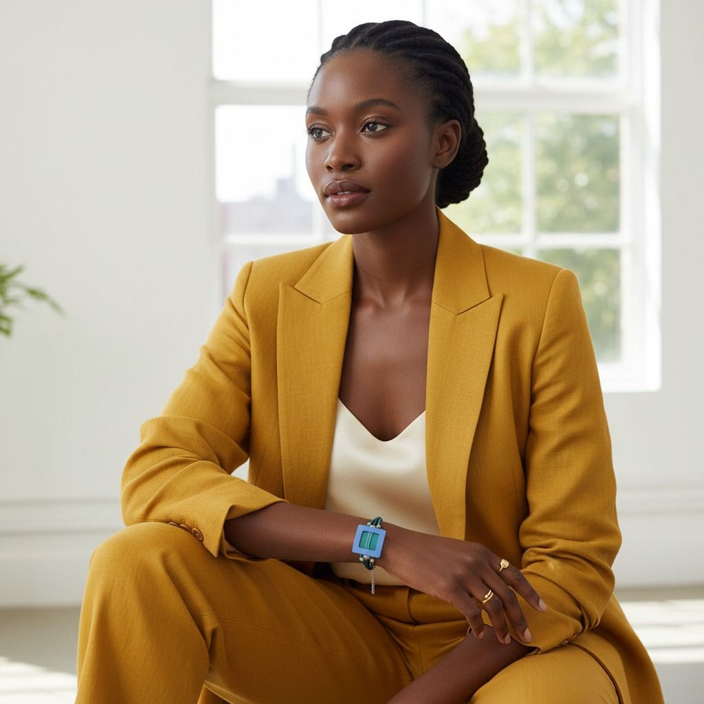 Teal Rubber Bracelet with Metal Square Design