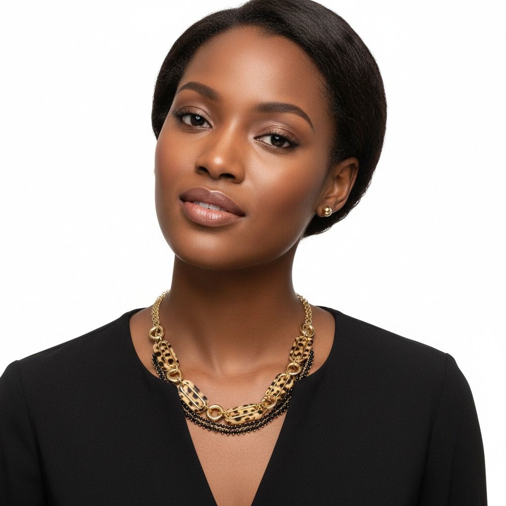 Elegant Gold Leopard Link Set Business Look