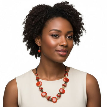 Red Ceramic Bead Cord Set