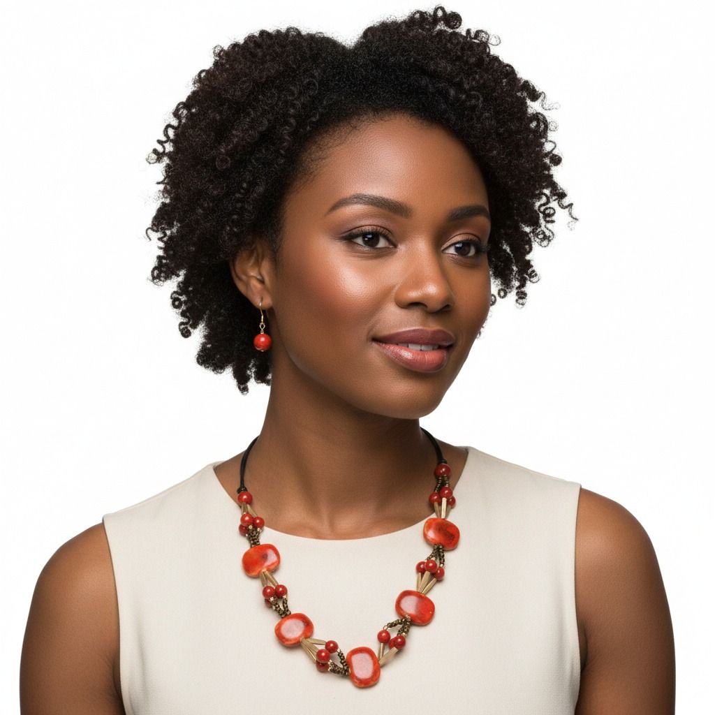 Red Ceramic Bead Cord Set