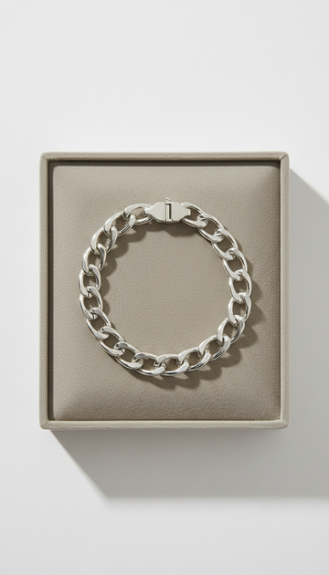 Platinum Chain Bracelet with Sculpted Links