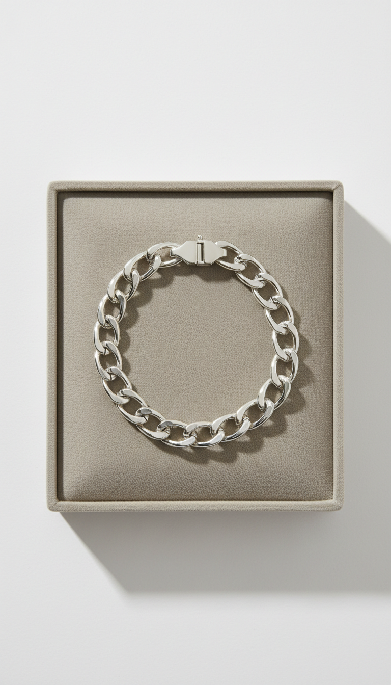 Platinum Chain Bracelet with Sculpted Links