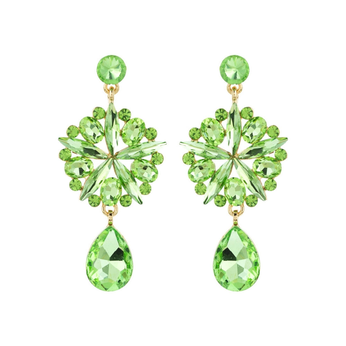 Lime Crystal Burst Earrings