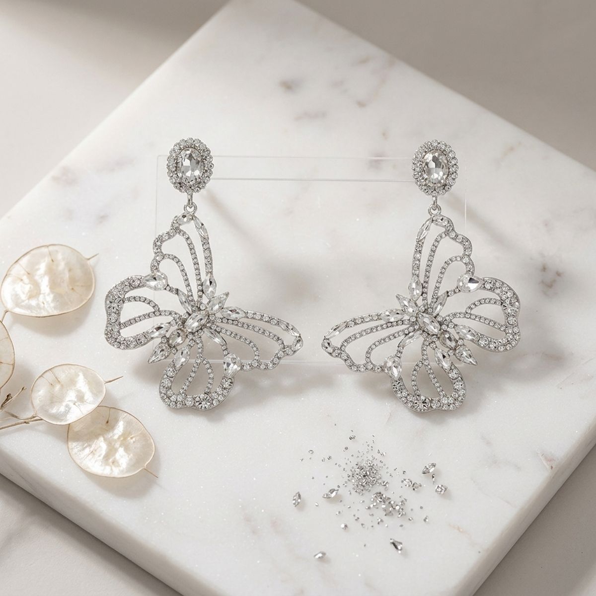 Dangle XL Silver Glam Butterfly Post Earrings