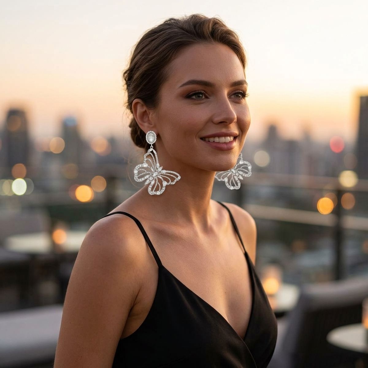 Dangle XL Silver Glam Butterfly Post Earrings