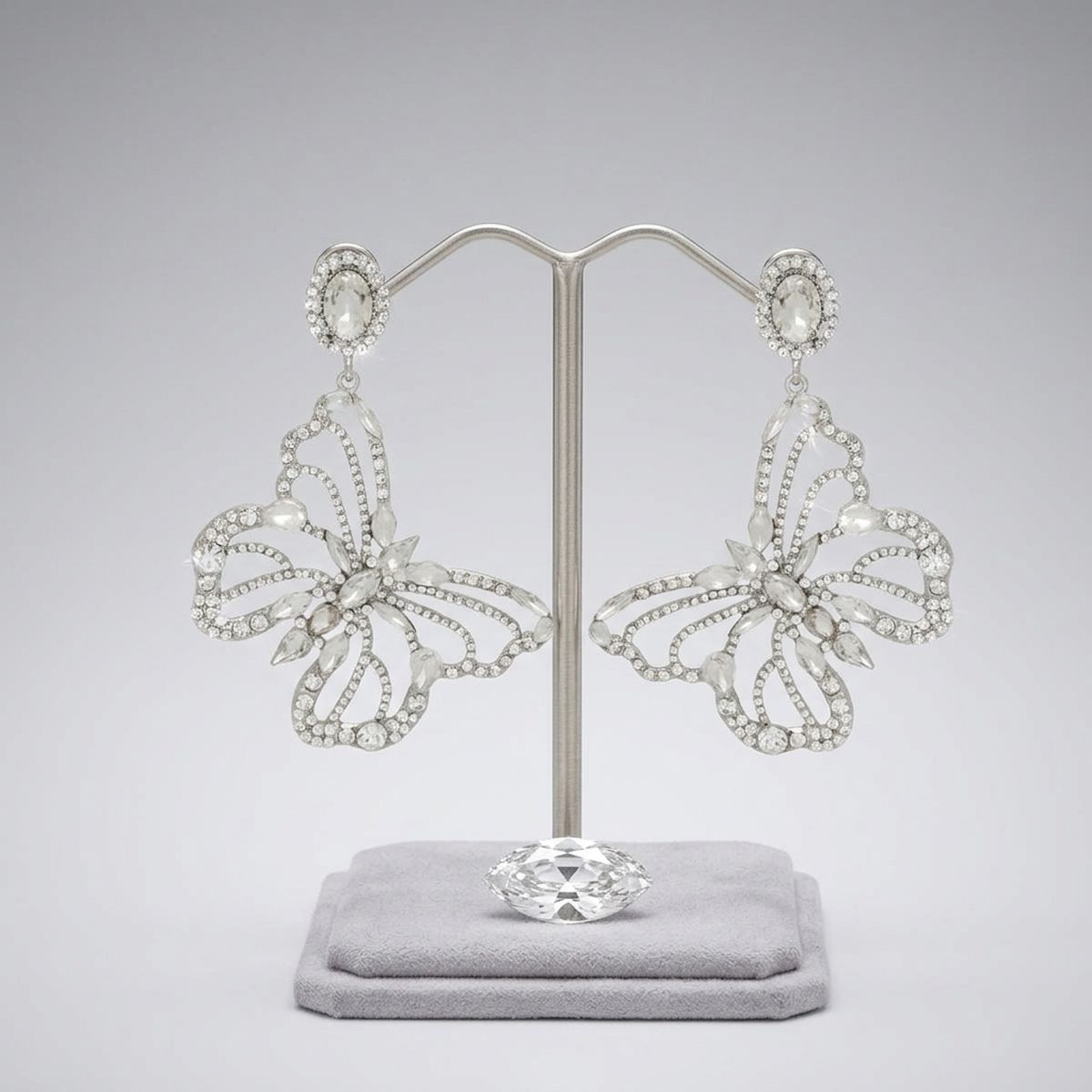 Dangle XL Silver Glam Butterfly Post Earrings