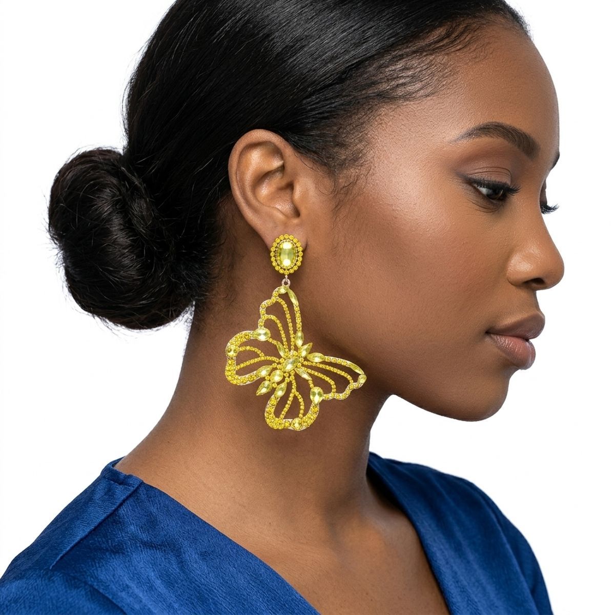 Dangle XL Yellow Glam Butterfly Post Earrings