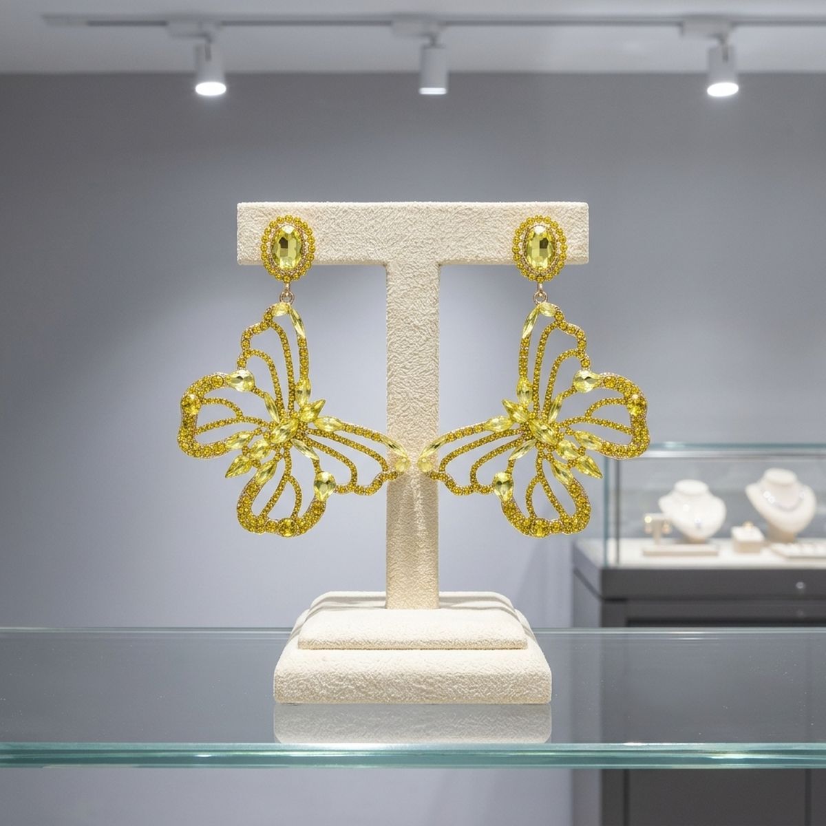 Dangle XL Yellow Glam Butterfly Post Earrings