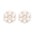 Stud Cream Flower Small Pearl Earrings for Women