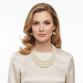 Luxurious Layers: Cream Pearl 3-Strand Gold Layered Necklace Set