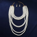 Long Cream Pearl 8 Strand Layered Classic Necklace