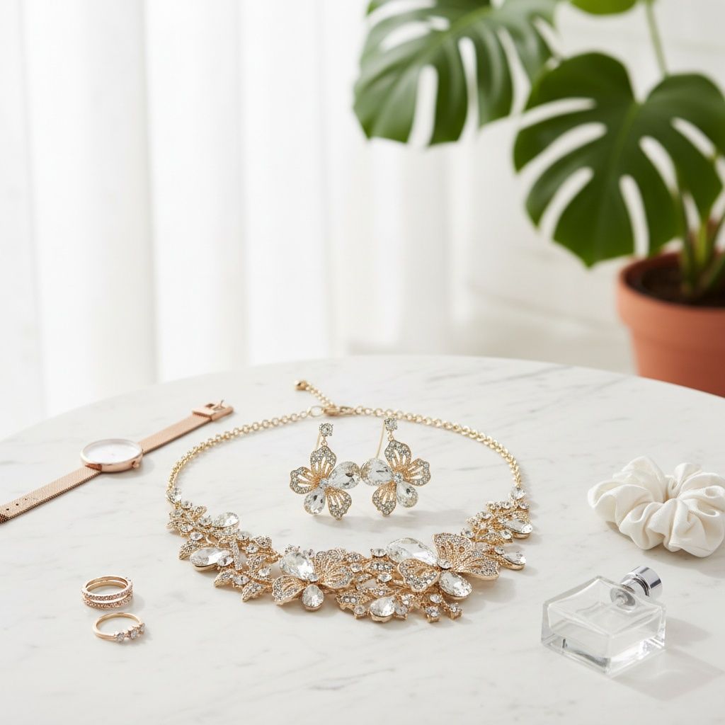 Gold Floral Intricate Crystal Collar Necklace