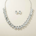 Silver Teardrop Crystals Gemstone Collar Necklace