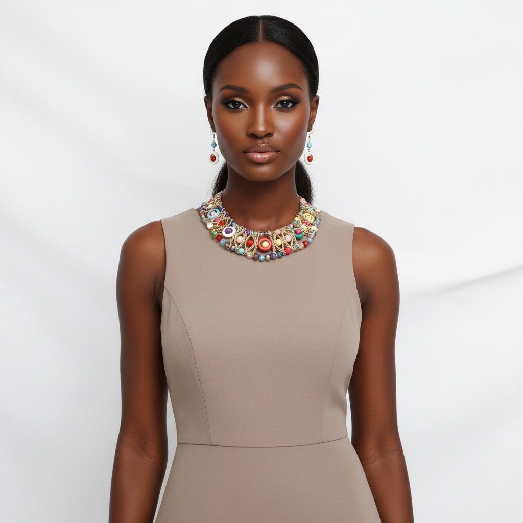 Multicolor Glass Bead Woven Collar Bib Necklace