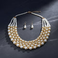 Cream Pearl Woven Collar Bib Boutique Necklace