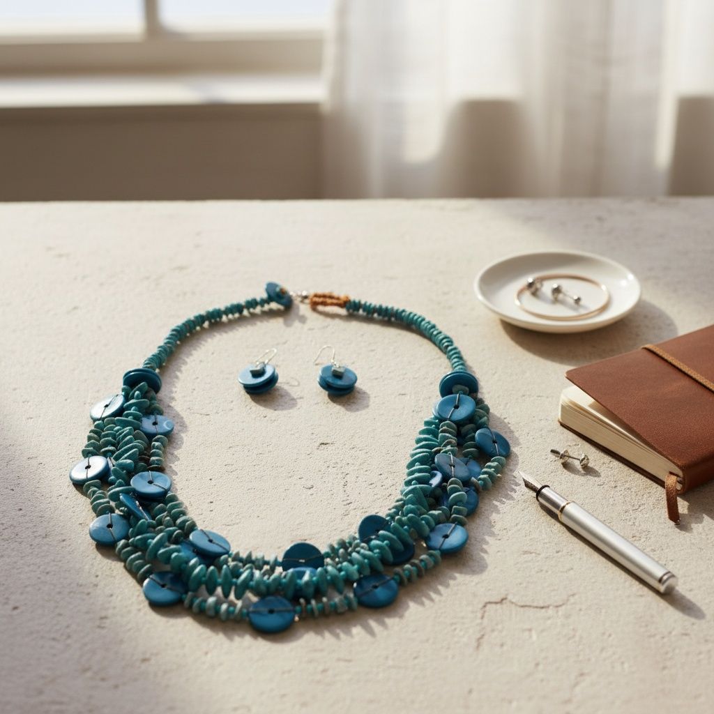 Tribal Turquoise Resin Bead Multi Layer Necklace