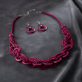 Long Fuchsia Wood Bead Earthy Energy Necklace