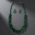 Long Green Wood Bead Earthy Energy Necklace